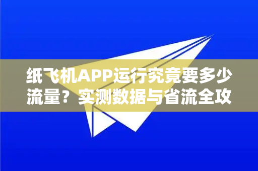 纸飞机APP运行究竟要多少流量？实测数据与省流全攻略